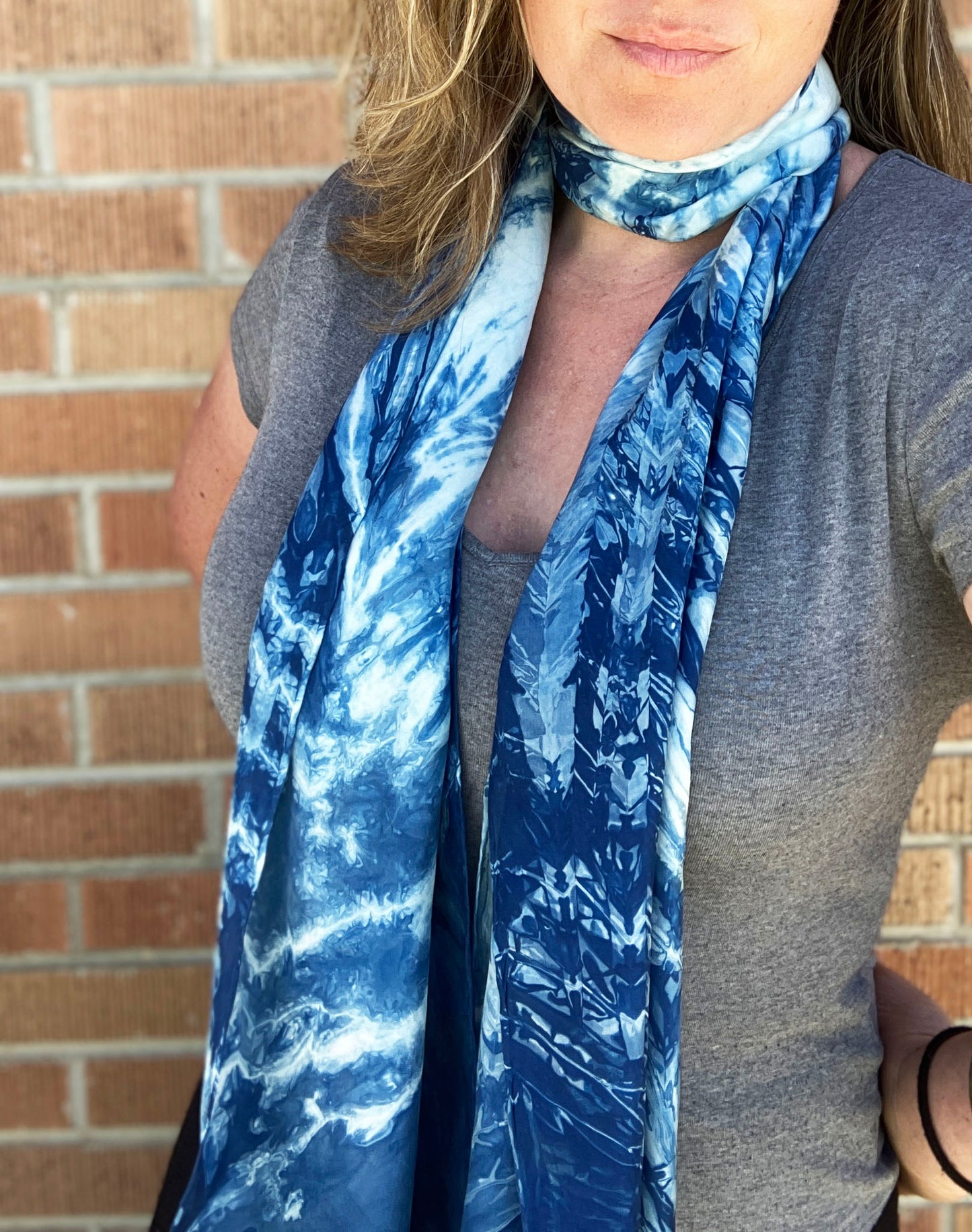 Summer Wave Long Silk Scarf