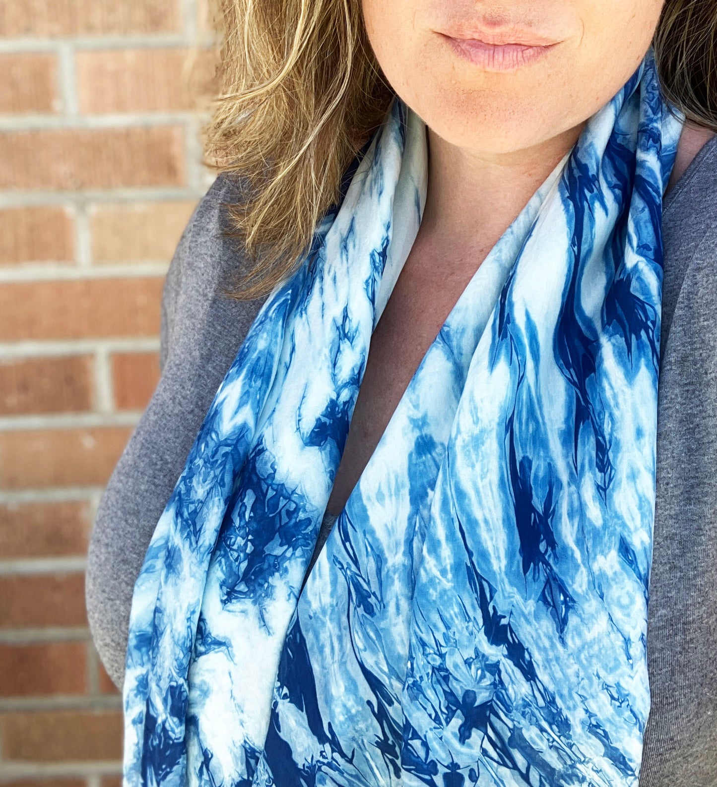 Summer Wave Long Silk Scarf